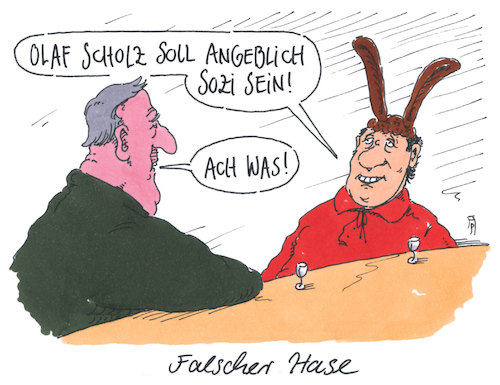 Cartoon: angeblich (medium) by Andreas Prüstel tagged spd,olaf,scholz,sozialdemokratisch,falscher,hase,cartoon,karikatur,andreas,pruestel,spd,olaf,scholz,sozialdemokratisch,falscher,hase,cartoon,karikatur,andreas,pruestel