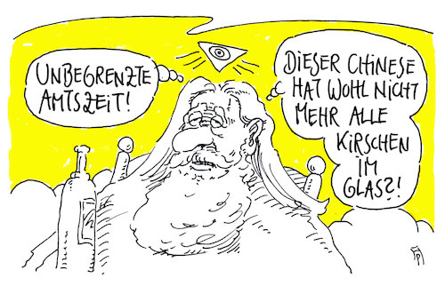 Cartoon: anmaßung (medium) by Andreas Prüstel tagged china,volkskongress,präsidentschaft,unbegrenzte,amtszeit,xi,jinping,gott,cartoon,karikatur,andreas,pruestel,china,volkskongress,präsidentschaft,unbegrenzte,amtszeit,xi,jinping,gott,cartoon,karikatur,andreas,pruestel