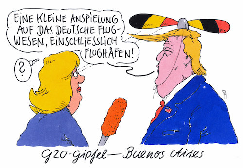 Cartoon: anspielung (medium) by Andreas Prüstel tagged zwanzig,buenos,aires,flugpanne,merkel,trump,flugwesen,berliner,großflughafen,cartoon,karikatur,andreas,pruestel,zwanzig,buenos,aires,flugpanne,merkel,trump,flugwesen,berliner,großflughafen,cartoon,karikatur,andreas,pruestel