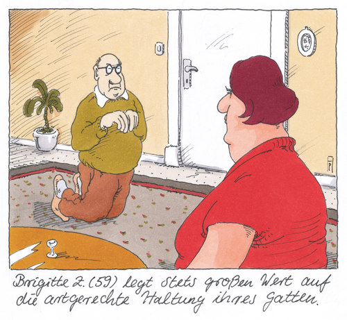 Cartoon: artgerecht (medium) by Andreas Prüstel tagged ehe,ehegatte,ehefrau,artgerechte,haltung,unterwerfung,domination,rollenverteilung,macht,machtausübung,cartoon,karikatur,andreas,pruestel,ehe,ehegatte,ehefrau,artgerechte,haltung,unterwerfung,domination,rollenverteilung,macht,machtausübung,cartoon,karikatur,andreas,pruestel