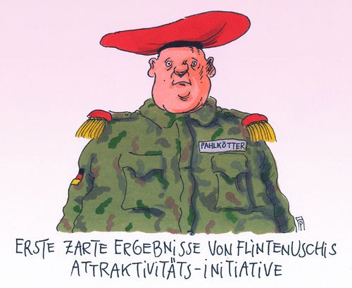 Cartoon: attraktiv (medium) by Andreas Prüstel tagged bundeswehr,attraktivitätsinitiative,flintenuschi,ursula,von,der,leyen,pahlkötter,cartoon,karikatur,andreas,pruestel,bundeswehr,attraktivitätsinitiative,flintenuschi,ursula,von,der,leyen,pahlkötter,cartoon,karikatur,andreas,pruestel