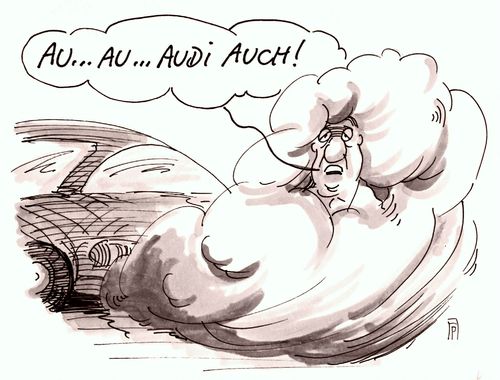 Cartoon: audi auch (medium) by Andreas Prüstel tagged audi,dieselfahrzeuge,abgaswerte,manipulation,betrug,vw,volkswagen,cartoon,karikatur,andreas,pruestel,audi,dieselfahrzeuge,abgaswerte,manipulation,betrug,vw,volkswagen,cartoon,karikatur,andreas,pruestel