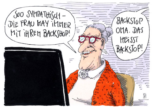 Cartoon: backstop (medium) by Andreas Prüstel tagged brexit,backstop,irland,nordirland,theresa,may,backshop,cartoon,karikatur,andreas,pruestel,brexit,backstop,irland,nordirland,theresa,may,backshop,cartoon,karikatur,andreas,pruestel