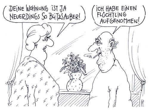 Cartoon: blitzsauber (medium) by Andreas Prüstel tagged flüchtlinge,asylanten,flüchtlingszustrom,willkommenskultur,privatiniative,aufnahme,unterbringung,cartoon,karikatur,andreas,pruestel,flüchtlinge,asylanten,flüchtlingszustrom,willkommenskultur,privatiniative,aufnahme,unterbringung,cartoon,karikatur,andreas,pruestel