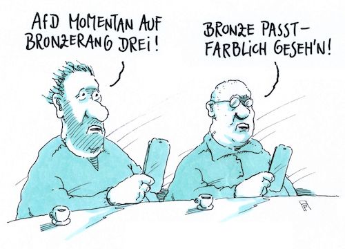 Cartoon: bronzerang (medium) by Andreas Prüstel tagged bundestagswahl,umfragewerte,afd,bronzerang,cartoon,karikatur,andreas,pruestel,bundestagswahl,umfragewerte,afd,bronzerang,cartoon,karikatur,andreas,pruestel