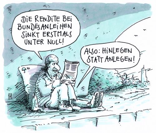 Cartoon: bundesanleihen (medium) by Andreas Prüstel tagged bundesanleihen,rendite,unter,null,anleger,finanzmärkte,cartoon,karikatur,andreas,pruestel,bundesanleihen,rendite,unter,null,anleger,finanzmärkte,cartoon,karikatur,andreas,pruestel