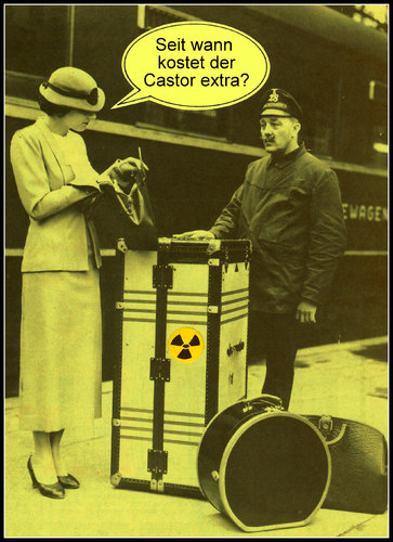 Cartoon: castor (medium) by Andreas Prüstel tagged castor,atomindustrie,brennstäbe,transport,reisen,cartoon,collage,andreas,pruestel,castor,atomindustrie,brennstäbe,transport,reisen,cartoon,collage,andreas,pruestel