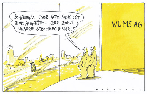 Cartoon: eeg-umlage (medium) by Andreas Prüstel tagged umlage,unternehmen,verbraucher,kostenverteilung,energiewende,energiepolitik,ökostromumlage,eeg,energiepolitik,energiewende,kostenverteilung,verbraucher,unternehmen,umlage,eeg