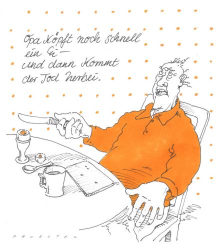 Cartoon: Ei (medium) by Andreas Prüstel tagged ei,tod,opa,frühstück,frühstück,abendbrot,abendmahl,eier,eiweiß,energie,energielieferant,ernährungsstörung,essen,esskultur,geschmack,geschmacksnerv,heißhunger,huhn,hunger,imbiss,lebensmittel,lebensmittelskandal,nahrung,nahrungsmittel,nahrungsmittelknappheit,nahrungsmittelpreis,opa,tod,leben,gammelnahrung