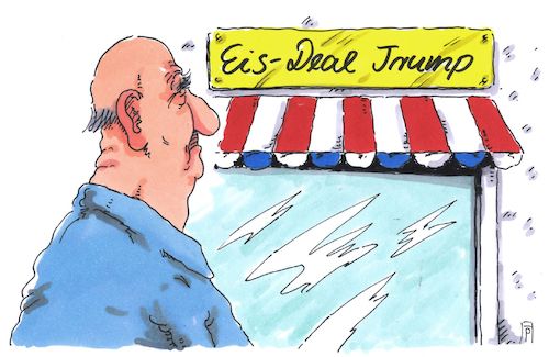 Cartoon: eis (medium) by Andreas Prüstel tagged trump,siebenstaaten,europa,politisches,klima,usa,eisdiele,deal,cartoon,karikatur,andreas,pruestel,trump,siebenstaaten,europa,politisches,klima,usa,eisdiele,deal,cartoon,karikatur,andreas,pruestel