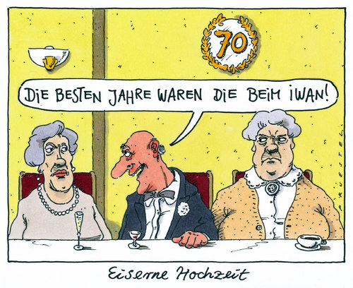 Cartoon: eiserne hochzeit (medium) by Andreas Prüstel tagged ehe,hochzeitstag,jubiläum,kriegsgefangenschaft,udssr,deutschland,wehrmacht,ehe,hochzeitstag,jubiläum,kriegsgefangenschaft,udssr,deutschland,wehrmacht