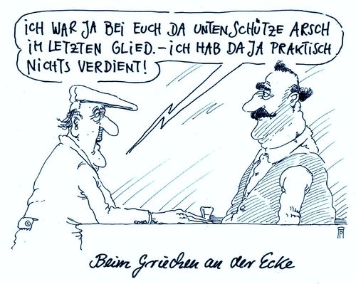 Cartoon: ex-besatzer (medium) by Andreas Prüstel tagged griechenland,deutschland,reparationszahlungen,zweiter,weltkrieg,besatzer,cartoon,karikatur,andreas,pruestel,griechenland,deutschland,reparationszahlungen,zweiter,weltkrieg,besatzer,cartoon,karikatur,andreas,pruestel