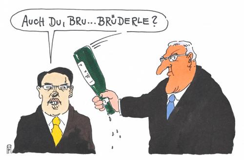 Cartoon: fipsi und raini (medium) by Andreas Prüstel tagged fdp,philipp,rösler,rainer,brüderle,parteivorsitz,parteitag,fraktionschef,parteispitze,fdp,philipp,rösler,rainer,brüderle,parteivorsitz,parteitag,fraktionschef,parteispitze