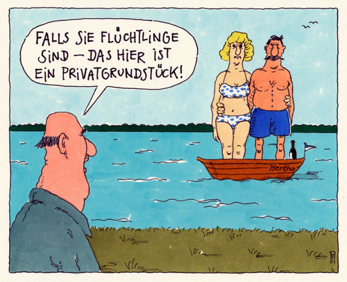 Cartoon: flüchtlinge (medium) by Andreas Prüstel tagged hertha,eu,europa,schiffskatastrophen,flüchtlinge,privatgrundstück,cartoon,karikatur,andreas,pruestel,flüchtlinge,schiffskatastrophen,europa,eu,hertha,privatgrundstück,cartoon,karikatur,andreas,pruestel