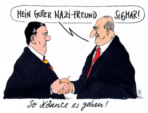 Cartoon: freundschaft (medium) by Andreas Prüstel tagged türkei,deutschland,nazivergleiche,außenminister,gabriel,cavusoglu,cartoon,karikatur,andreas,pruestel,türkei,deutschland,nazivergleiche,außenminister,gabriel,cavusoglu,cartoon,karikatur,andreas,pruestel