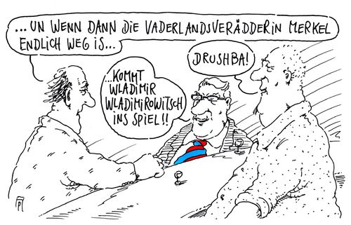 Cartoon: führerfaszination (medium) by Andreas Prüstel tagged afd,merkel,russland,wladimir,wladimirowitsch,putin,diktator,diktatur,einflußnahme,unterstützung,führer,führerfaszination,cartoon,karikatur,andreas,pruestel,afd,merkel,russland,wladimir,wladimirowitsch,putin,diktator,diktatur,einflußnahme,unterstützung,führer,führerfaszination,cartoon,karikatur,andreas,pruestel