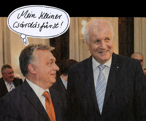 Cartoon: fürstlich (medium) by Andreas Prüstel tagged orban,seehofer,cartoon,collage,andreas,pruestel