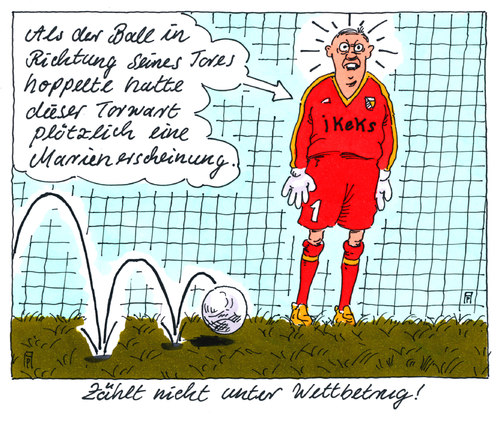 Cartoon: fußballwetten (medium) by Andreas Prüstel tagged wettbetrug,fußball,skandal,torhüter,marienerscheinung,spielmanipulationen,wettbetrug,fußball,skandal,torhüter,marienerscheinung,spielmanipulationen