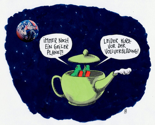 Cartoon: geiler planet (medium) by Andreas Prüstel tagged erde,welt,weltall,universum,außerirdische,verblödung,postfaktisch,cartoon,karikatur,andreas,pruestel,erde,welt,weltall,universum,außerirdische,verblödung,postfaktisch,cartoon,karikatur,andreas,pruestel