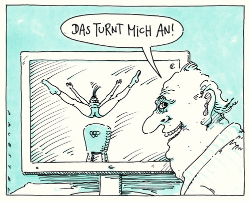 Cartoon: geräteturnen (medium) by Andreas Prüstel tagged turnen,anturnen,geräteturnen,pferdsprung,turnen,anturnen,geräteturnen,pferdsprung,sport,leidenschaft,liebe,frauen,männer