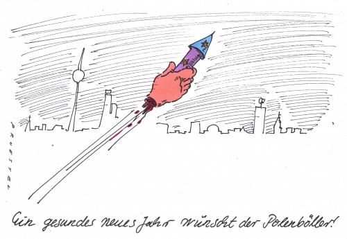 Cartoon: greeting (medium) by Andreas Prüstel tagged silvester,böller,silverster,neujahr,jahreswechsel,jahr,tradition,kultur,feier,feiern,party,betrunken,alkohol,böller,rakete,raketen,feuerwerk,explosion,gefahr,gesunheit,verletzung,unfall,hand