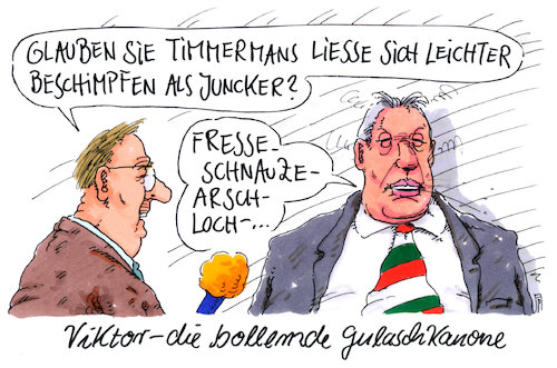 Cartoon: gulaschkanone (medium) by Andreas Prüstel tagged ungarn,viktor,orban,kampangne,eu,juncker,timmermans,gulaschkanone,cartoon,karikatur,andreas,pruestel,ungarn,viktor,orban,kampangne,eu,juncker,timmermans,gulaschkanone,cartoon,karikatur,andreas,pruestel