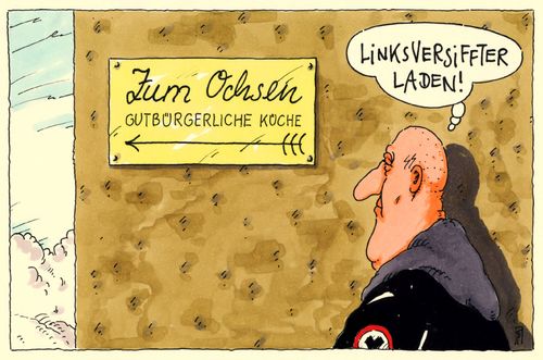 Cartoon: gutbürger (medium) by Andreas Prüstel tagged gutmensch,bürger,gutbürger,gutbürgerlich,rechtsradikale,neonazis,essen,küche,restaurant,cartoon,karikatur,andreas,pruestel,gutmensch,bürger,gutbürger,gutbürgerlich,rechtsradikale,neonazis,essen,küche,restaurant,cartoon,karikatur,andreas,pruestel