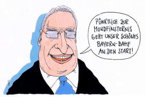 Cartoon: herrmann pünktlich (medium) by Andreas Prüstel tagged bayern,asyllandesamt,innenminister,herrmann,bamf,abschiebungen,cartoon,karikatur,andreas,pruestel,bayern,asyllandesamt,innenminister,herrmann,bamf,abschiebungen,cartoon,karikatur,andreas,pruestel