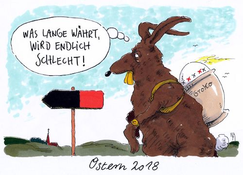 Cartoon: hinziehend (medium) by Andreas Prüstel tagged spd,cdu,gespräche,groko,ergebnisoffen,ostern,cartoon,karikatur,andreas,pruestel,spd,cdu,gespräche,groko,ergebnisoffen,ostern,cartoon,karikatur,andreas,pruestel