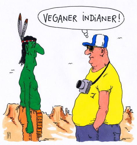 Cartoon: indianer spezial (medium) by Andreas Prüstel tagged indianer,vegan,veganer,ernährung,tourist,usa,cartoon,karikatur,andreas,pruestel,indianer,vegan,veganer,ernährung,tourist,usa,cartoon,karikatur,andreas,pruestel