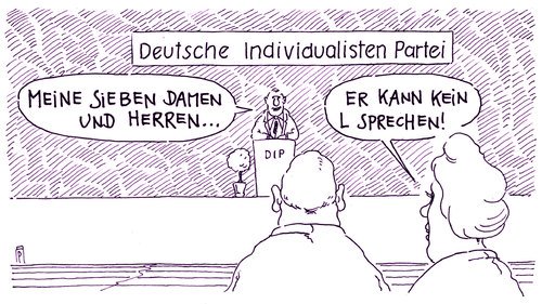 Cartoon: individualisten (medium) by Andreas Prüstel tagged individualistenpartei,individualisten,sprachfehler,cartoon,karikatur,andreas,pruestel,individualistenpartei,individualisten,sprachfehler,cartoon,karikatur,andreas,pruestel