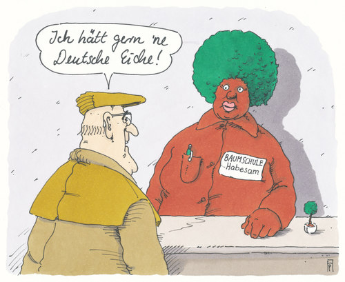 Cartoon: integration (medium) by Andreas Prüstel tagged baumschule,eiche,deutsche,integration,cartoon,karikatur,baumschule,eiche,deutsche,integration,cartoon,karikatur