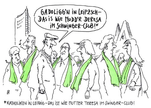 Cartoon: katholikentag (medium) by Andreas Prüstel tagged katholiken,katholikentag,leipzig,sachsen,sächsisch,diaspora,mutter,teresa,swingerclub,cartoon,karikatur,andreas,pruestel,katholiken,katholikentag,leipzig,sachsen,sächsisch,diaspora,mutter,teresa,swingerclub,cartoon,karikatur,andreas,pruestel