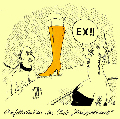 Cartoon: knüppelhart (medium) by Andreas Prüstel tagged sm,club,stiefeltrinken,domina,sklave,ex,cartoon,karikatur,andreas,pruestel,sm,club,stiefeltrinken,domina,sklave,ex,cartoon,karikatur,andreas,pruestel