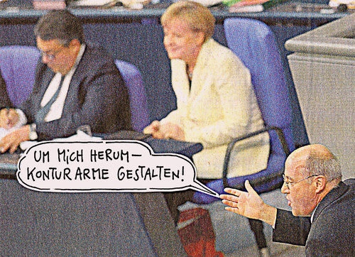 Cartoon: konturarm (medium) by Andreas Prüstel tagged bundestag,gysi,merkel,gabriel,große,koalition,spd,cdu,linke,cartoon,karikatur,andreas,pruestel,bundestag,gysi,merkel,gabriel,große,koalition,spd,cdu,linke,cartoon,karikatur,andreas,pruestel