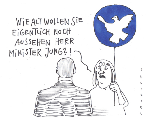 Cartoon: kriegsminister (medium) by Andreas Prüstel tagged bundeswehr,verteidigungsminister,afghanistan,bundeswehr,verteidigungsminister,afghanistan,militär,soldaten,frieden,krieg,franz josef jung,franz,josef,jung