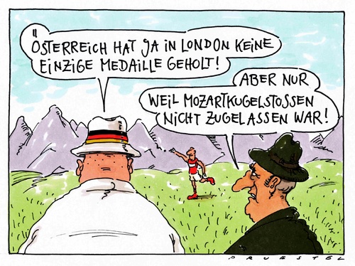 Cartoon: kugelig (medium) by Andreas Prüstel tagged olympia,london,österreich,kugelstoßen,leichtathletik,olympiamedaillen,mozartkugel,cartoon,karikatur,andreas,pruestel,olympia,london,österreich,kugelstoßen,leichtathletik,olympiamedaillen,mozartkugel,cartoon,karikatur,andreas,pruestel