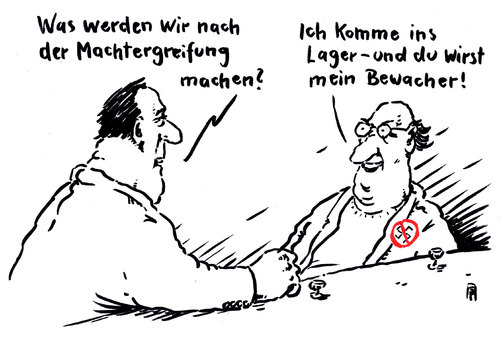 Cartoon: machtergreifung (medium) by Andreas Prüstel tagged afd,machtergreifung,kz,aufseher,bewcher,insasse,rechtsruck,rechtsradikale,cartoon,karikatur,andreas,pruestel,afd,machtergreifung,kz,aufseher,bewcher,insasse,rechtsruck,rechtsradikale,cartoon,karikatur,andreas,pruestel