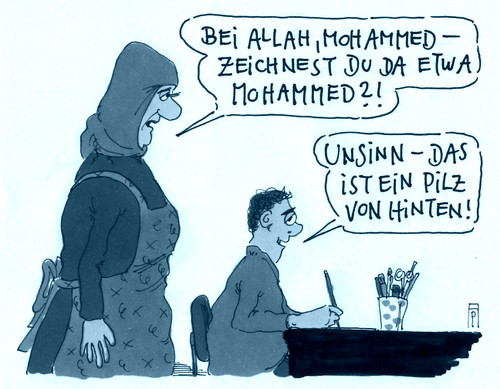 Cartoon: mohammed zeichnen (medium) by Andreas Prüstel tagged ilam,mohammed,karikaturen,satire,pilz,prophet,cartoon,karikatur,charlie,hebdo,pressefreiheit,paris,frankreich,terror,andreas,pruestel,ilam,mohammed,karikaturen,satire,pilz,prophet,cartoon,karikatur,charlie,hebdo,pressefreiheit,paris,frankreich,terror,andreas,pruestel