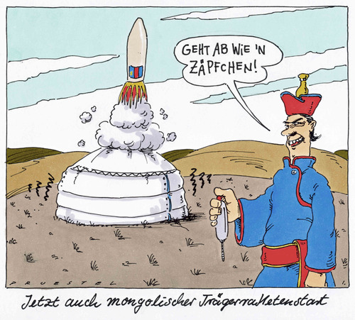 Cartoon: mongolrakete (medium) by Andreas Prüstel tagged raketenstart,jurte,mongolei,atomwaffenmächte,atomwaffen,indien,trägerrakete,zäpfchen,trägerrakete,indien,atomwaffen,atomwaffenmächte,mongolei,jurte,raketenstart,zäpfchen