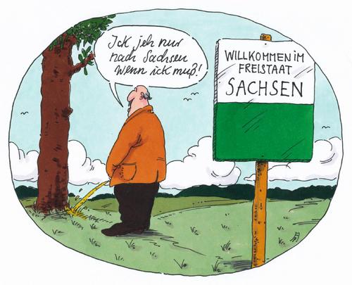 Cartoon: nach sachsen (medium) by Andreas Prüstel tagged sachsen,fremdenfeindlichkeit,fremdenhass,freistaat,clausnitz,flüchtlinge,cartoon,karikatur,andreas,pruestel,sachsen,fremdenfeindlichkeit,fremdenhass,freistaat,clausnitz,flüchtlinge,cartoon,karikatur,andreas,pruestel