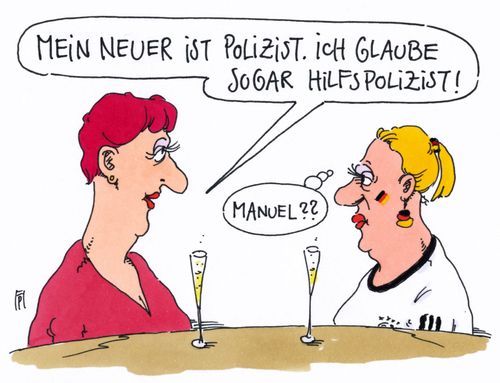 Cartoon: neuer (medium) by Andreas Prüstel tagged hilfspolizisten,innenminister,de,maiziere,polizei,manuel,neuer,fußballeuropameisterschaft,parner,beziehung,cartoon,karikatur,andreas,pruestel,hilfspolizisten,innenminister,de,maiziere,polizei,manuel,neuer,fußballeuropameisterschaft,parner,beziehung,cartoon,karikatur,andreas,pruestel