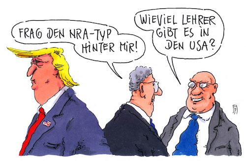 Cartoon: nra-typ (medium) by Andreas Prüstel tagged usa,trump,schulmassaker,waffenlobby,nra,lehrerbewaffnung,cartoon,karikatur,andreas,pruestel,usa,trump,schulmassaker,waffenlobby,nra,lehrerbewaffnung,cartoon,karikatur,andreas,pruestel