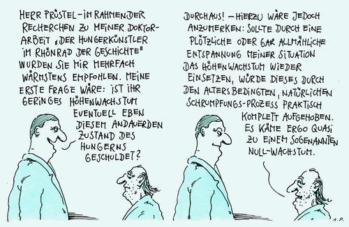 Cartoon: nullwachstum (medium) by Andreas Prüstel tagged doktorarbeit,rhönrad,recherche,künstler,hungerkünstler,wachstum,nullwachstum,doktorarbeit,rhönrad,recherche,künstler,hungerkünstler,wachstum,nullwachstum