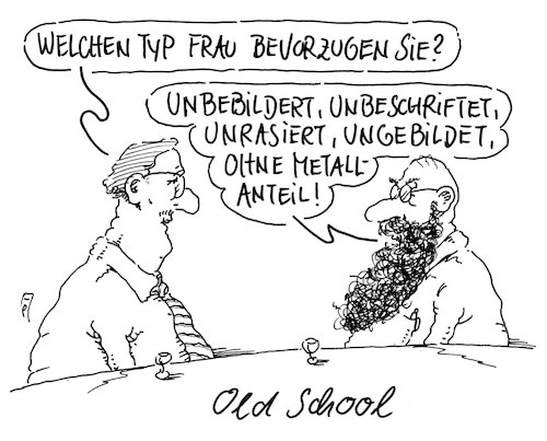 Cartoon: old school (medium) by Andreas Prüstel tagged alte,schule,old,school,klassisch,nostalgisch,veraltet,piercing,tattoo,cartoon,karikatur,andreas,pruestel,alte,schule,old,school,klassisch,nostalgisch,veraltet,piercing,tattoo,cartoon,karikatur,andreas,pruestel