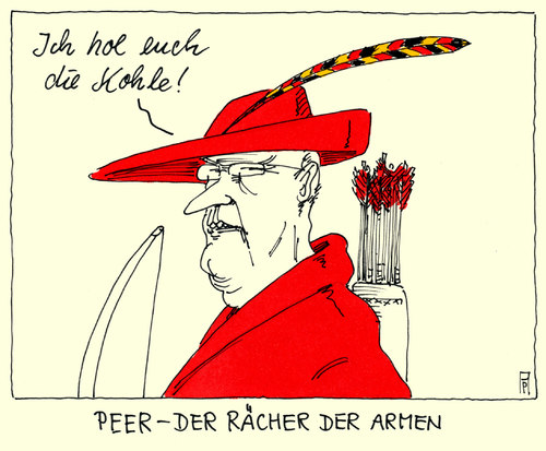 Cartoon: peer steinbrück (medium) by Andreas Prüstel tagged peer,steinbrück,spd,kanzlerkandidat,parteitag,programmatik,wahlversprechen,arm,reich,rächer,robin,hood,cartoon,karikatur,peer,steinbrück,spd,kanzlerkandidat,parteitag,programmatik,wahlversprechen,arm,reich,rächer,robin,hood,cartoon,karikatur