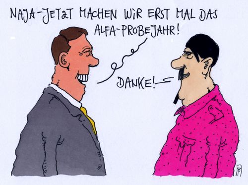 Cartoon: probejahr (medium) by Andreas Prüstel tagged alfa,parteigründung,bernd,lucke,rechtsradikale,probejahr,cartoon,karikatur,andreas,pruestel,alfa,parteigründung,bernd,lucke,rechtsradikale,probejahr,cartoon,karikatur,andreas,pruestel