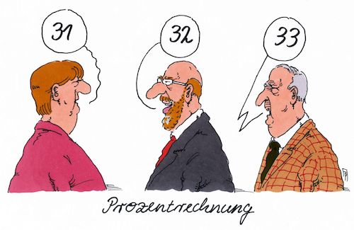 Cartoon: prozentrechnung (medium) by Andreas Prüstel tagged politbarometer,umfragewerte,cdu,spd,afd,merkel,schulz,gauland,cartoon,karikatur,andreas,pruestel,politbarometer,umfragewerte,cdu,spd,afd,merkel,schulz,gauland,cartoon,karikatur,andreas,pruestel