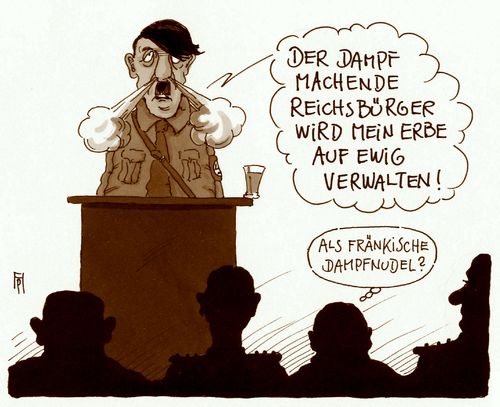 Cartoon: reichsbürger (medium) by Andreas Prüstel tagged pruestel,andreas,karikatur,cartoon,dampfnudeln,franken,hitler,faschismus,drittes,reich,deutsches,reichsbürger,reichsbürger,deutsches,reich,drittes,faschismus,hitler,franken,dampfnudeln,cartoon,karikatur,andreas,pruestel