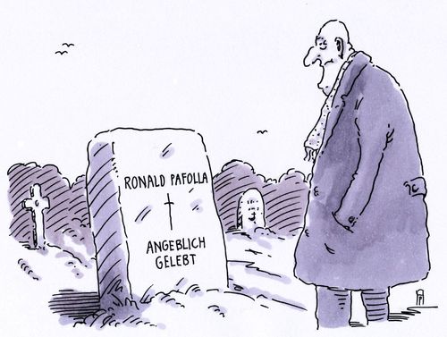 Cartoon: ronald pafolla (medium) by Andreas Prüstel tagged grabstein,grabinschrift,friedhof,cartoon,karikatur,andreas,pruestel,grabstein,grabinschrift,friedhof,cartoon,karikatur,andreas,pruestel